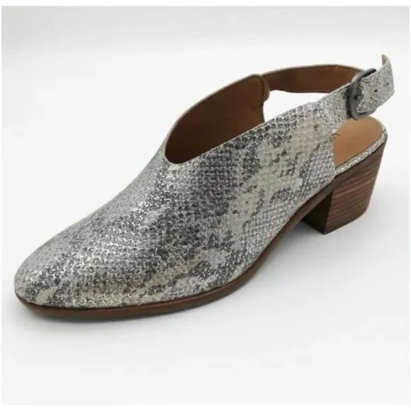 Lucky Brand - Lideton Slingback Booties Leather (gray snakeskin) New Sz 7 - Picture 5 of 9